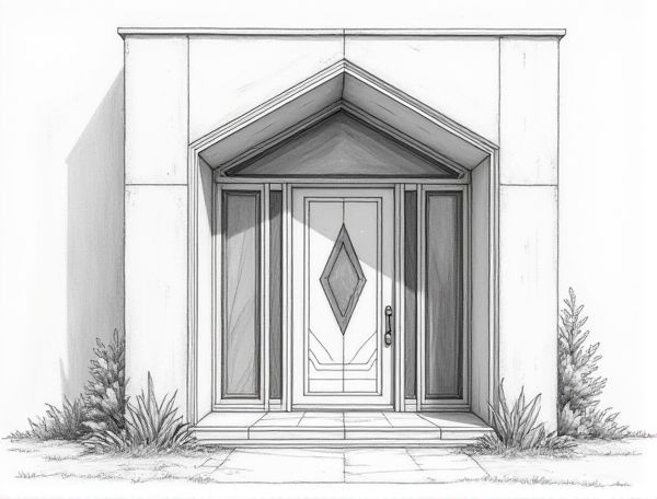 Art Deco Home Design: Geometric Stained Glass Door Inserts in Modern Manufacturing