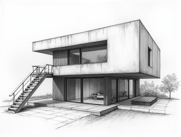 Bauhaus Home Design Featuring Cantilevered Steel Staircases in Modern Manufacturing