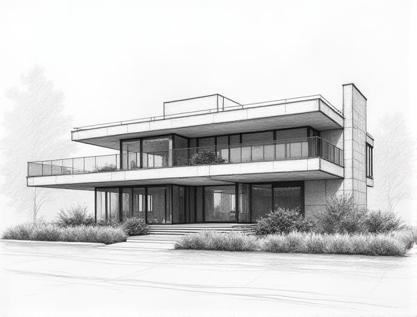 Bauhaus Home Design Featuring Glass Block Walls in Modern Manufacturing Practices