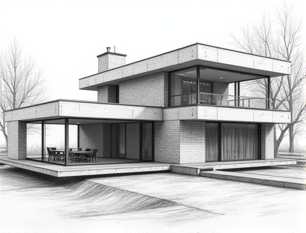 Bauhaus Home Design with Glass Brick Internal Walls: Blending Functionality and Industrial Aesthetics in Modern Living Spaces