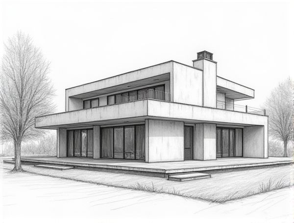 Bauhaus Home Design Featuring Recessed Strip Lighting in Modern Manufacturing