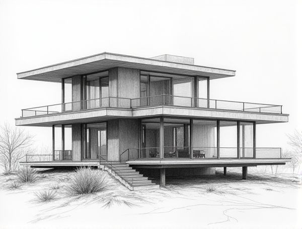 Bauhaus Home Design with Steel Frame and Cantilevered Terraces: Exploring Modernist Manufacturing Principles