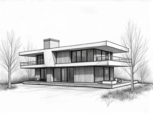 Bauhaus-Inspired Home Design Featuring Passive Solar Orientation in Modern Manufacturing Practices