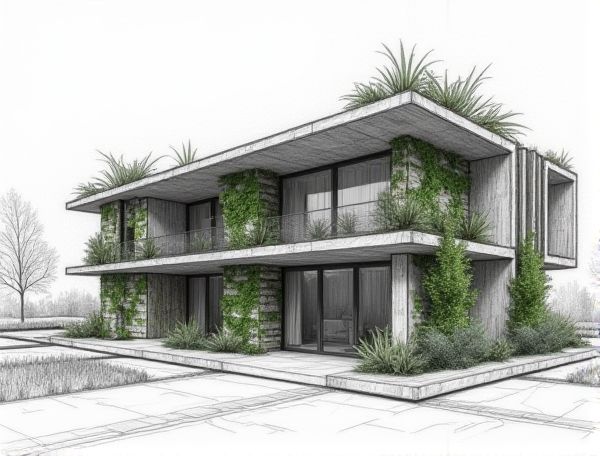 Biomimetic Home Design Featuring Living Plant Walls in Modern Manufacturing