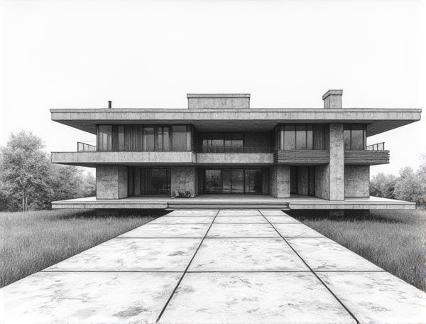Brutalist Home Design Showcasing Exposed Aggregate Terrazzo Floors in Modern Manufacturing