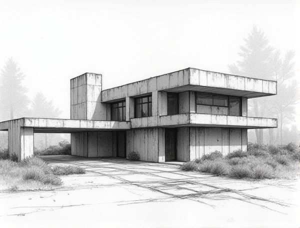 Brutalist Home Design Featuring Geothermal Heating: Sustainable Manufacturing Solutions