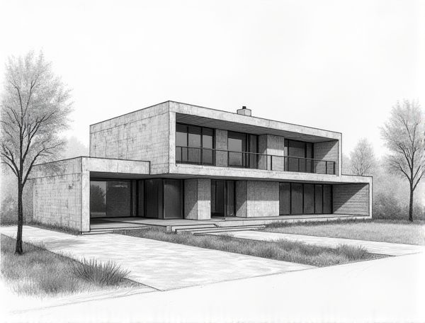 Brutalist Home Design: Showcasing Rough Aggregate Concrete Walls in Modern Manufacturing