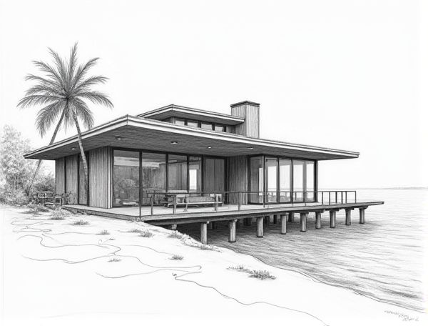 Coastal Home Design Featuring Hurricane-Resistant Glass in Modern Manufacturing