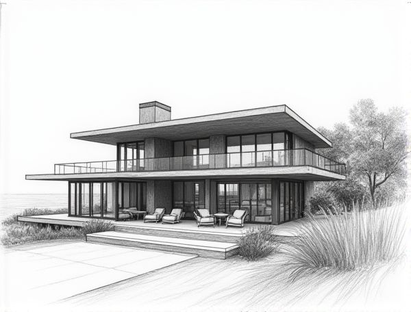 Coastal Home Design Featuring Indoor-Outdoor Retractable Glass Walls in Manufacturing Excellence