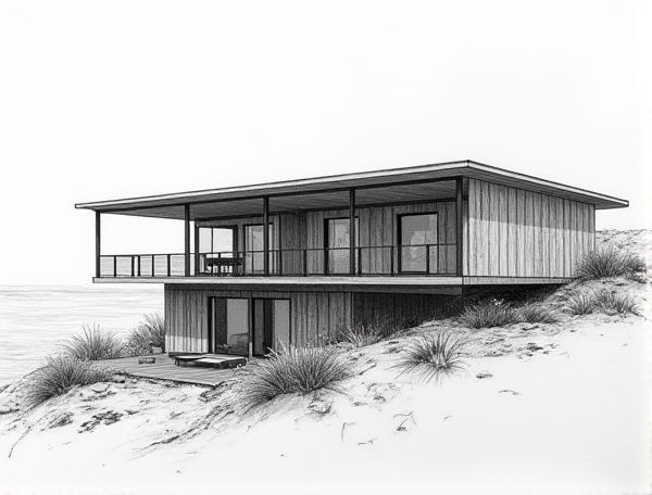 Coastal Home Design Showcasing Shou Sugi Ban Wood Cladding in Modern Manufacturing