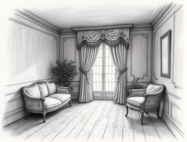 Cottagecore Home Design: Showcasing Antique Botanical Fabric Drapery in Modern Manufacturing