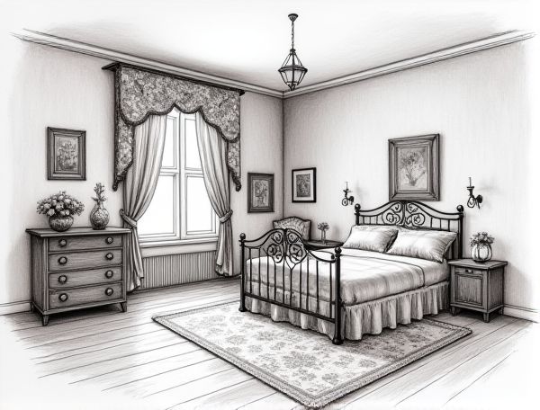Cottagecore Home Design: Floral Chintz Fabrics and Wrought Iron Bed Frames in Modern Manufacturing