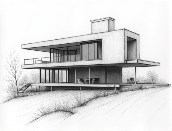 Deconstructivist Home Design with Cantilevered Steel Ribbons: A Modern Approach to Architectural Manufacturing