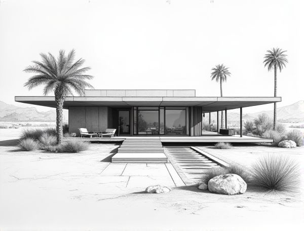 Desert Modernism Home Design: Harnessing Thermal Mass Cooling for Efficient Manufacturing Spaces