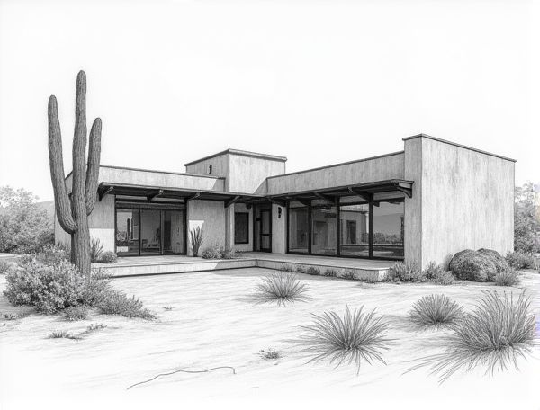 Desert Modernist Home Design: Rammed Earth Feature Walls Enhance Sustainable Manufacturing