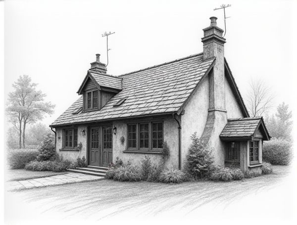 English Cottage Home Design Featuring Reclaimed Slate Roofing: Timeless Manufacturing Practices and Classic Aesthetics