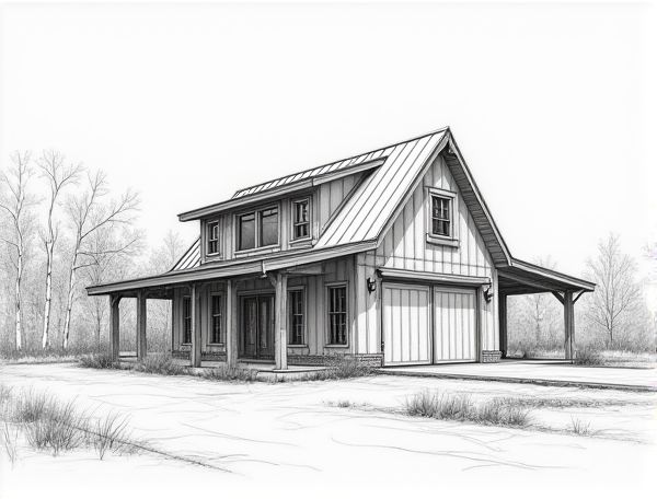 Farmhouse Home Design Featuring Sliding Barn Doors on Tracks in Modern Manufacturing