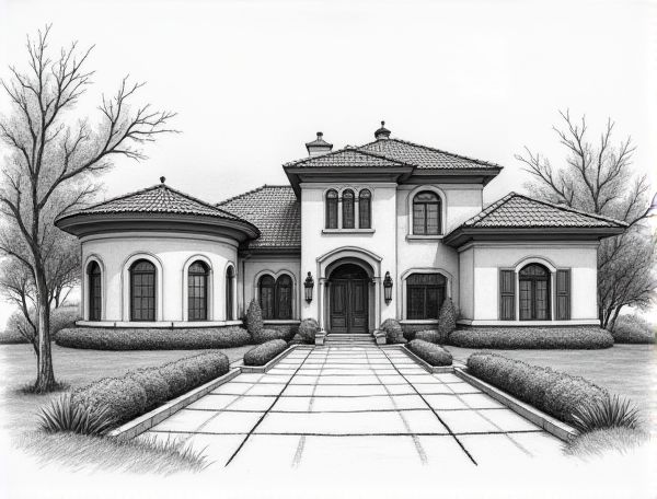 French Provincial Home Design with Travertine Paver Courtyards: Timeless Manufacturing Techniques and Aesthetic Appeal