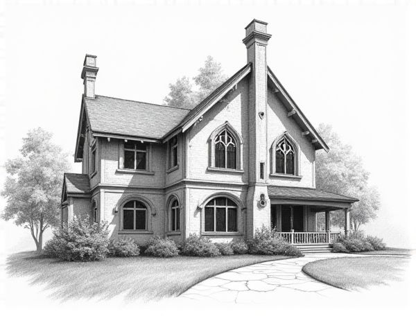 Gothic Revival Home Design Featuring Lancet Arch Windows in Modern Manufacturing