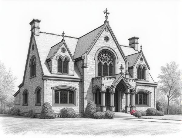 Gothic Revival Home Design: Quatrefoil Stained Glass Features and Modern Manufacturing Techniques
