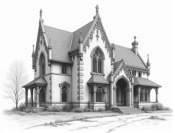 Gothic Revival Home Design: Featuring Quatrefoil Window Tracery in Modern Manufacturing