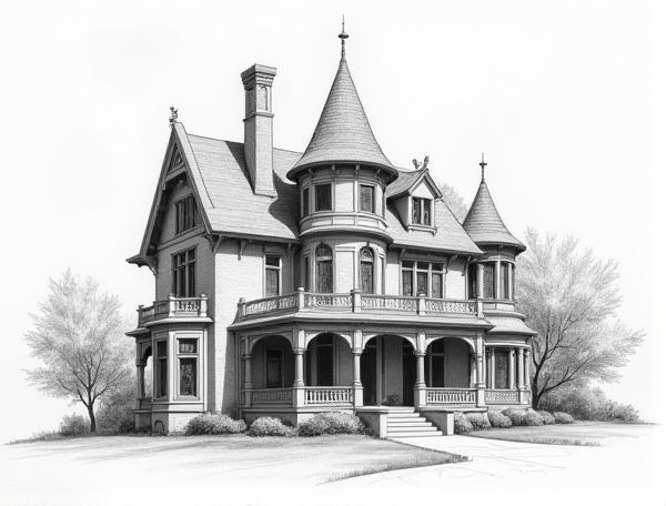 Gothic Revival Home Design with Turreted Bay Windows: Architectural Origins and Influence on Modern Manufacturing