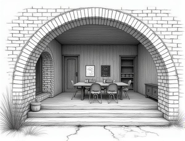 Industrial Home Design: Showcasing Exposed Brick Arches Inspired by Manufacturing Spaces