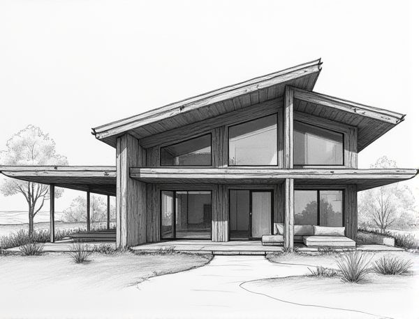Industrial Home Design with Exposed Cross-Laminated Timber Beams for Modern Manufacturing Spaces