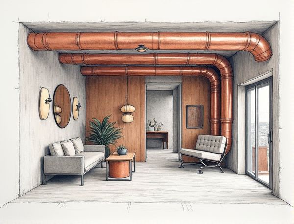 Industrial Home Design: Showcasing Exposed Copper Ductwork in Modern Living Spaces