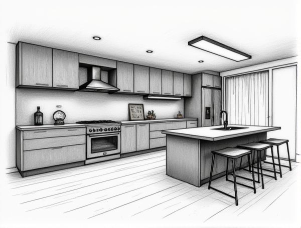 Industrial Home Design: Oxidized Steel Kitchen Cabinetry Enhancing Modern Manufacturing Spaces