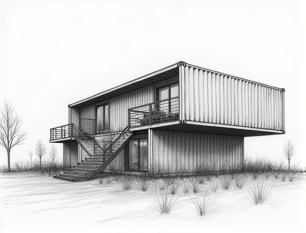 Industrial Home Design with Repurposed Shipping Container Modules for Modern Manufacturing Spaces