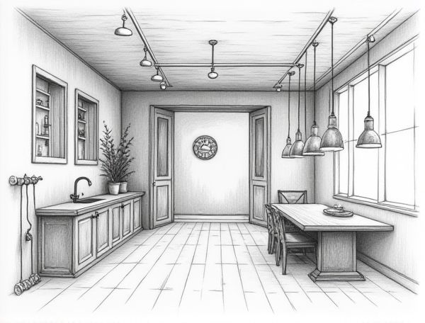 Industrial Loft Home Design: Showcasing Vintage Pulley Light Fixtures from Manufacturing Heritage