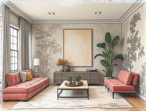 Maximalist Home Design Showcasing de Gournay Hand-Painted Wallpaper: Artistry and Craftsmanship in Modern Manufacturing