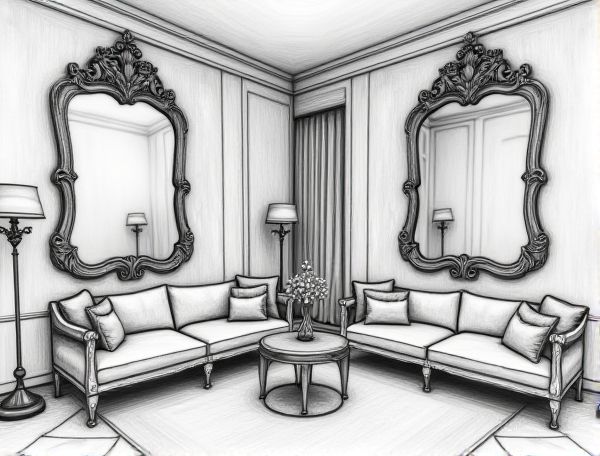 Maximalist Home Design: Showcasing Vintage Baroque Mirrors in Modern Manufacturing