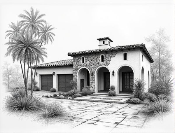 Mediterranean Home Design Featuring Encaustic Tile Accents in Modern Manufacturing