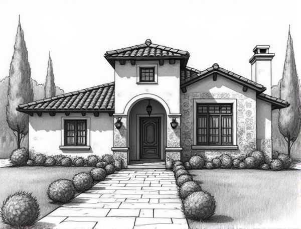 Mediterranean Home Design Showcasing Hand-Painted Talavera Tile Accents in Modern Manufacturing
