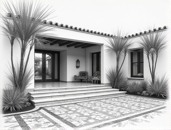 Mediterranean Home Design: Showcasing Patterned Encaustic Tile in Modern Manufacturing