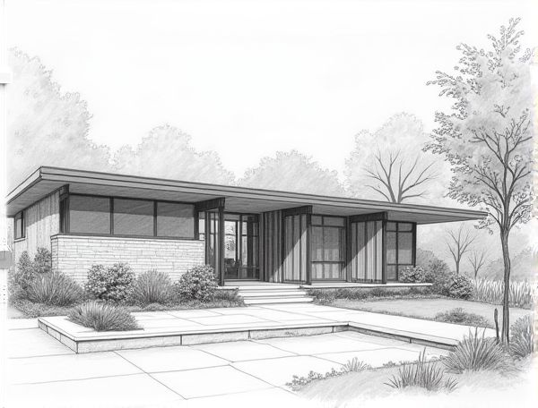 Mid-Century Modern Home Design Featuring Eichler-Style Atrium Courtyards in Modern Prefab Manufacturing