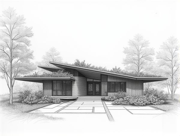 Mid-century Modern Home Design with Integrated Green Roofs in Manufacturing: Merging Timeless Aesthetics and Sustainable Innovation