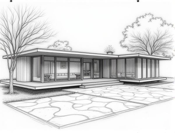 Mid-Century Modern Home Design: Showcasing Original Terrazzo Flooring in Architectural Manufacturing