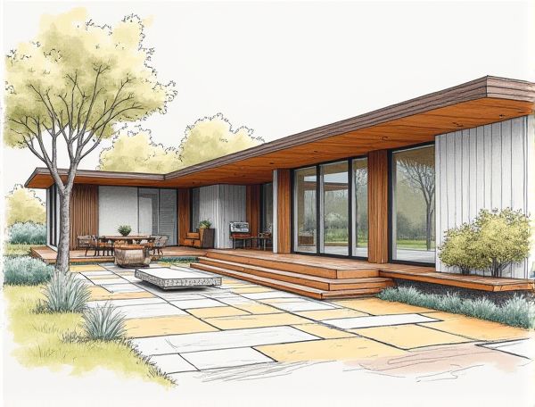 Mid-Century Modern Home Design: Showcasing Pastel Terrazzo Floors in Innovative Manufacturing