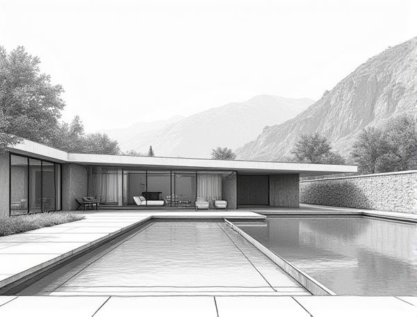 Minimalist Home Design Featuring Negative Edge Pool Overlooking Canyon: A Modern Manufacturing Approach