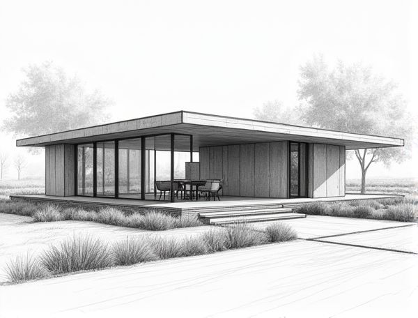 Minimalist Home Design Featuring Pivot Glass Entryways for Modern Manufacturing Spaces