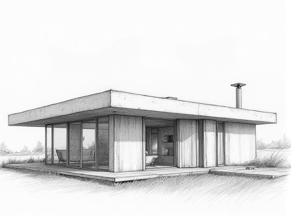 Minimalist Home Design Featuring Retractable Wall Partitions for Efficient Manufacturing Spaces