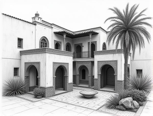 Moroccan Riad Home Design: Showcasing Intricate Zellige Tilework in Artisanal Manufacturing