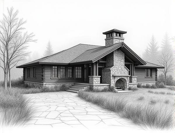 Mountain Lodge Home Design: Dry-Stack Stone Fireplaces in Modern Manufacturing