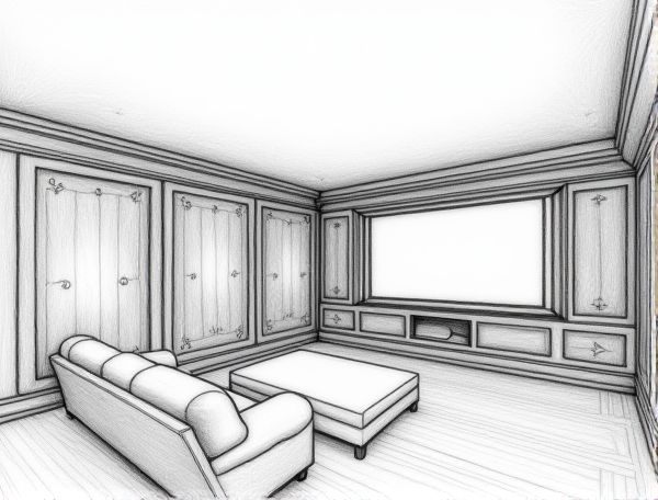 Movie-Themed Home Design Featuring Built-In Projector Enclosures in Modern Manufacturing