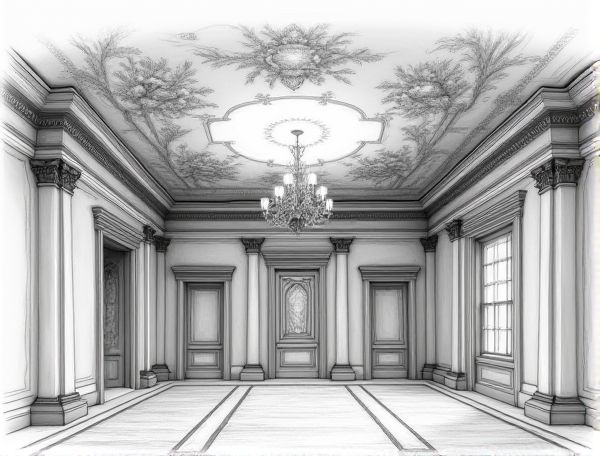 Neoclassical Home Design with Trompe-l'Oeil Ceiling Murals: Classic Elegance Meets Artistic Illusion in Modern Manufacturing