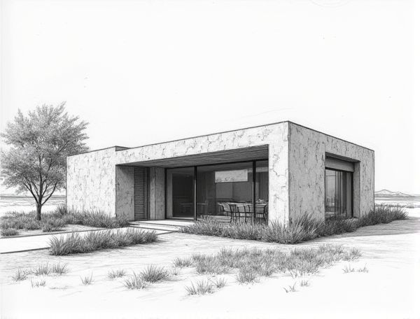 Organic Modern Home Design Featuring Earthen Rammed Walls in Sustainable Manufacturing