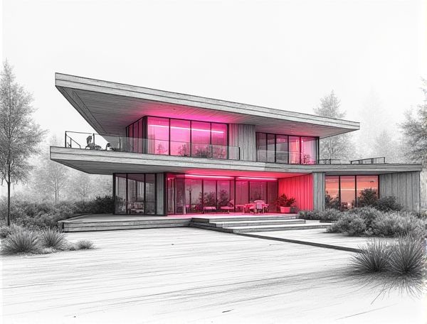 Postmodern Home Design: Exploring Neon Tube Lighting Strips in Modern Manufacturing Spaces